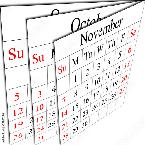 Calendar of autumn months