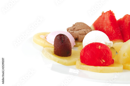 ice cream and fruits
