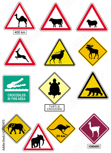 Faune et routes - Panneaux de danger