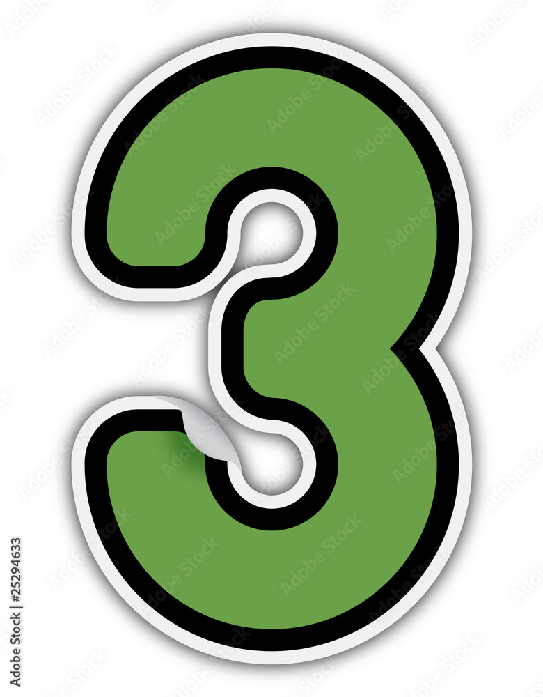 Number Three Sticker Number Three Sticker