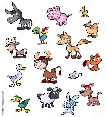 collection of fun cartoon farm animals