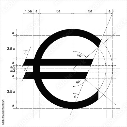 Vector construction illustration of a euro symbol
