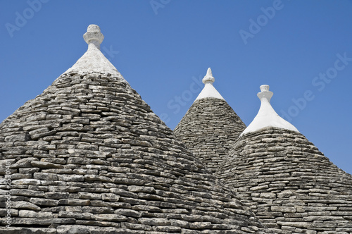 Trulli. Conical roofs. Alberobello. Apulia.