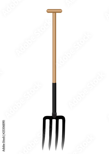 Vector illustration a pitchfork with the wooden handle