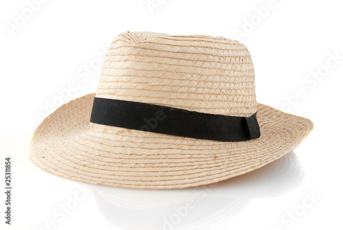 Straw hat withe black ribbon
