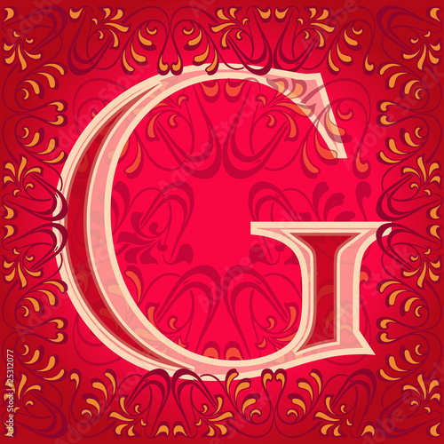 Letra g roja decorada, ge