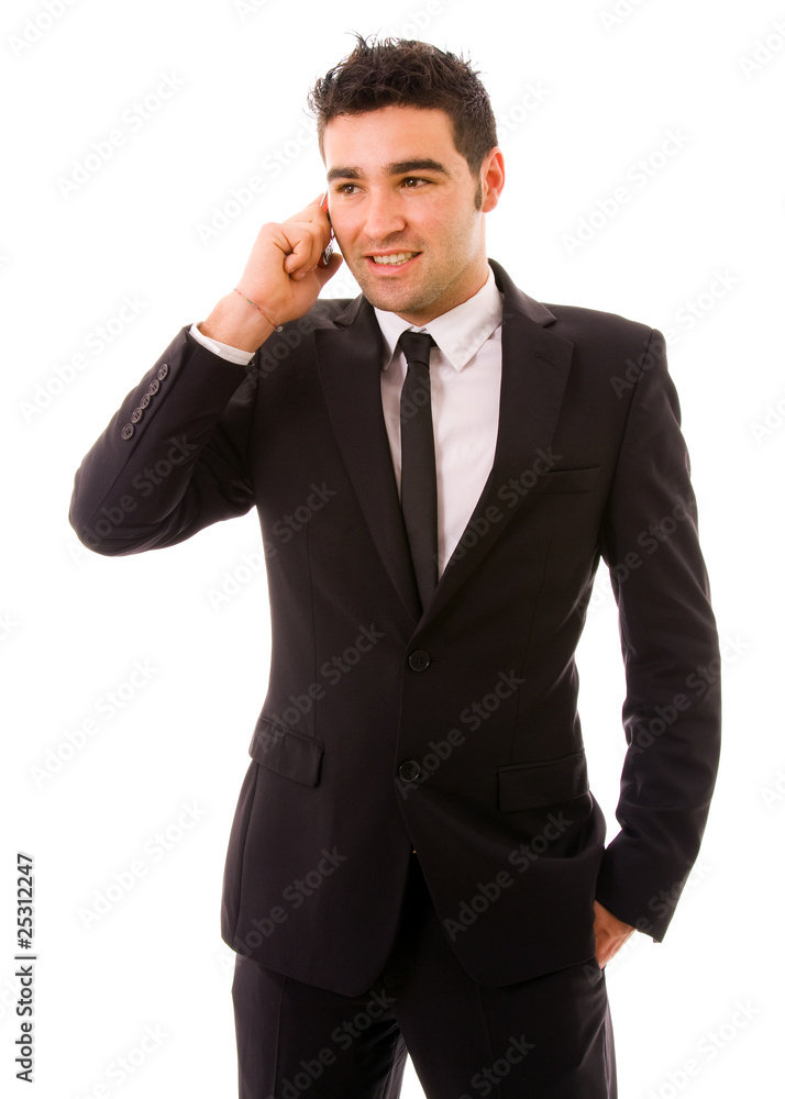 young business man on the phone, isolated on white young business man on the phone, isolated on white