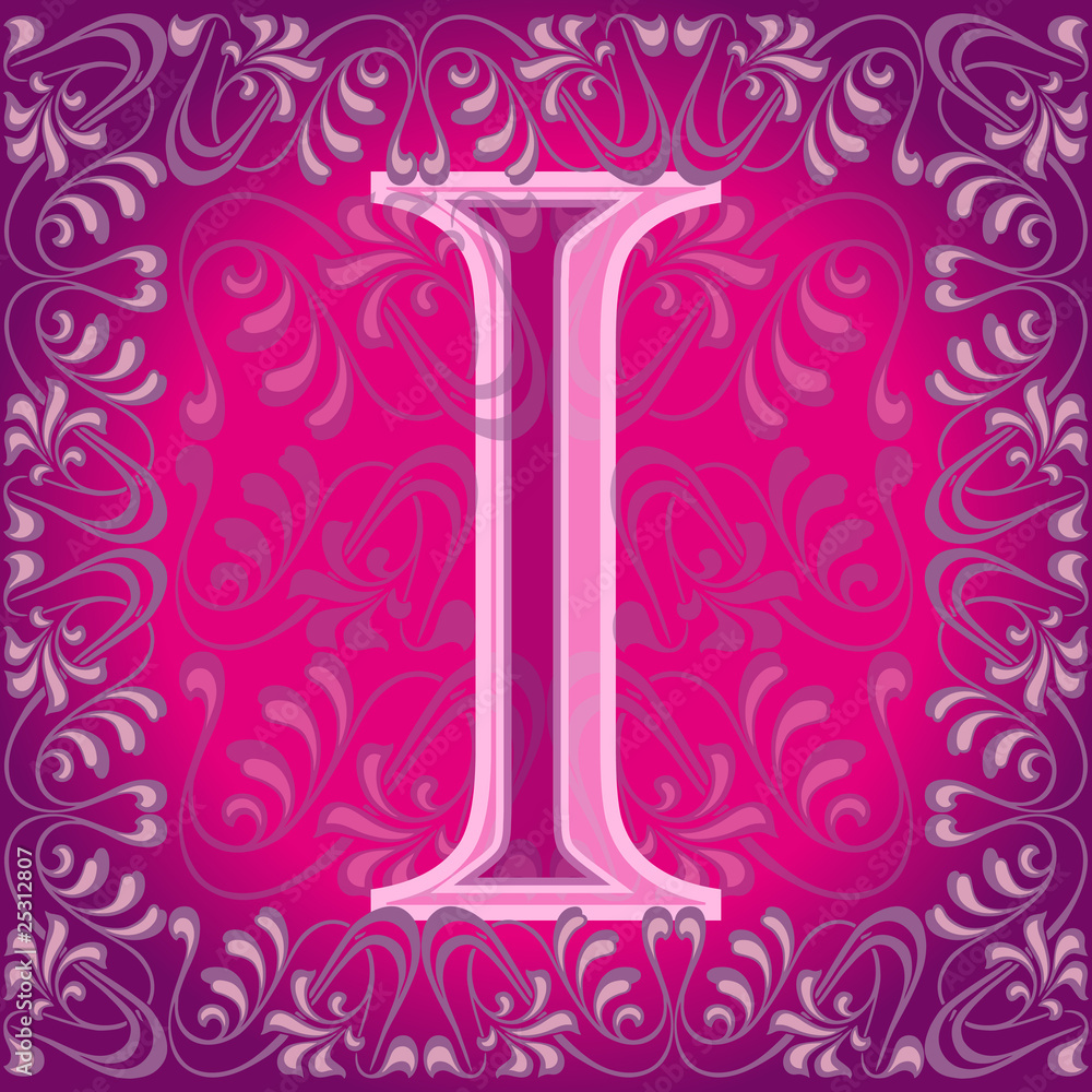 Letra i rosa decorada Letra i rosa decorada