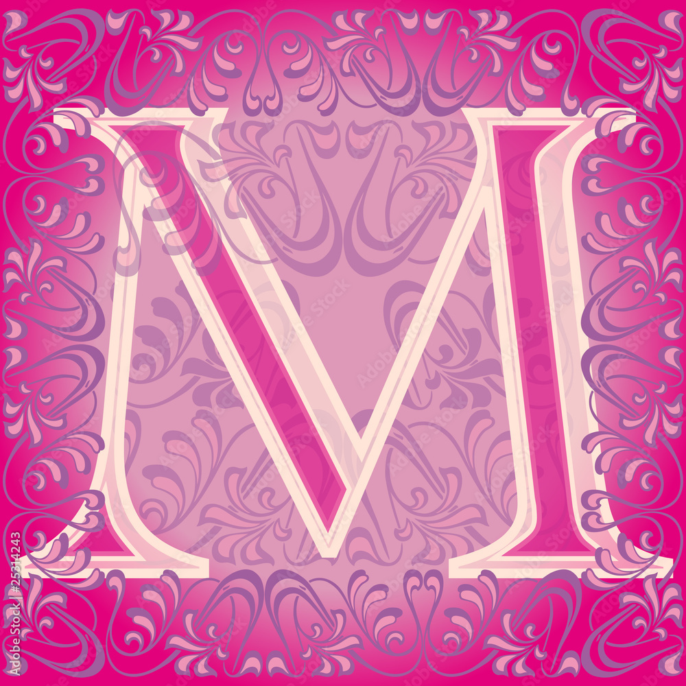 Letra m rosa decorada, eme vector de Stock | Adobe Stock