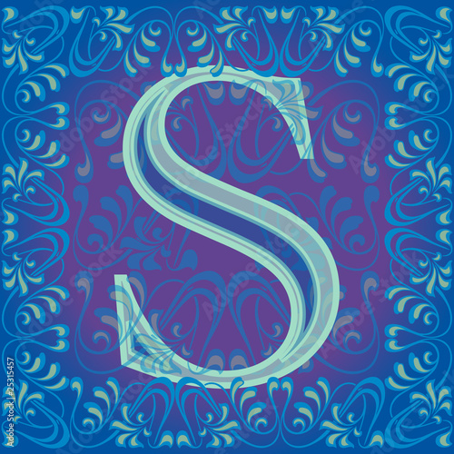 letra s azul decorada, ese