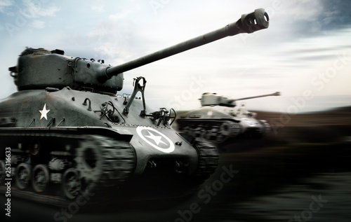 Canvas Print Tank Battle