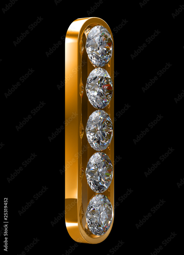 Golden I letter incrusted with diamonds Golden I letter incrusted with diamonds