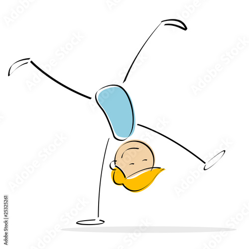 vector kid doing somersault