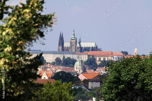 The summer View on Prague Castle from fortress Vysehrad