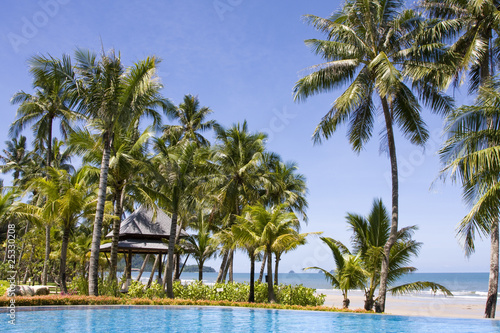 Tropical beach at island Koh Chang , Thailand.