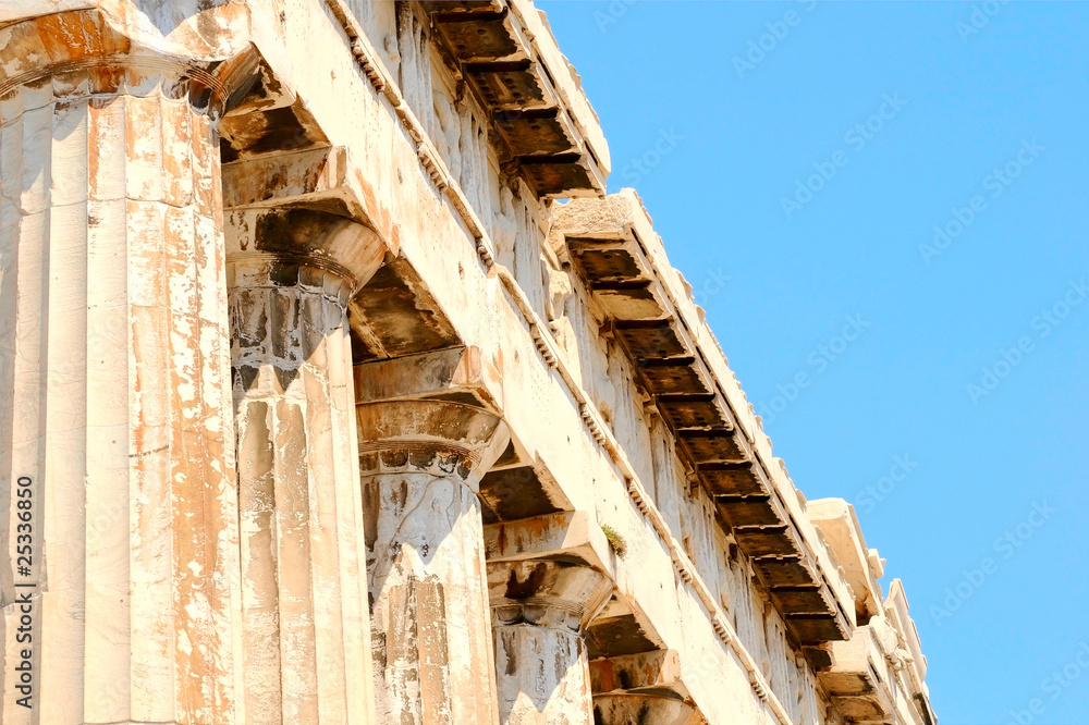 columns of Parthenon in Athens, Greece