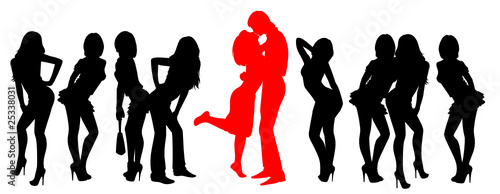 silhouette of girls is isolated