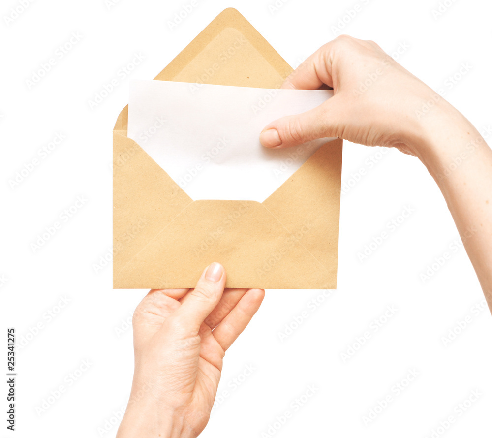 yellow envelope in the hand