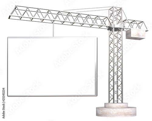 crane with blank signboard