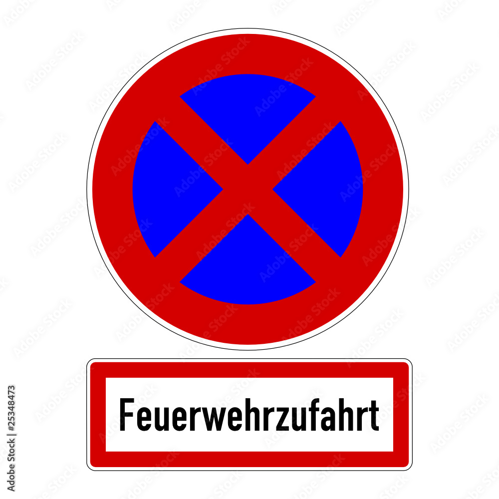 Fototapeta premium schild feuerwehrzufahrt halteverbot II