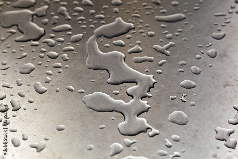 water on silver metal table in harmonic form water on silver metal table in harmonic form
