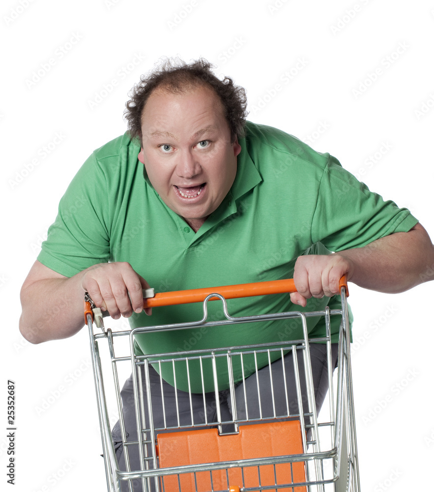 homme course avec un caddie de supermarch Stock Photo Adobe Stock