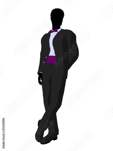 African American Wedding Groom in a Tuxedo Silhouette