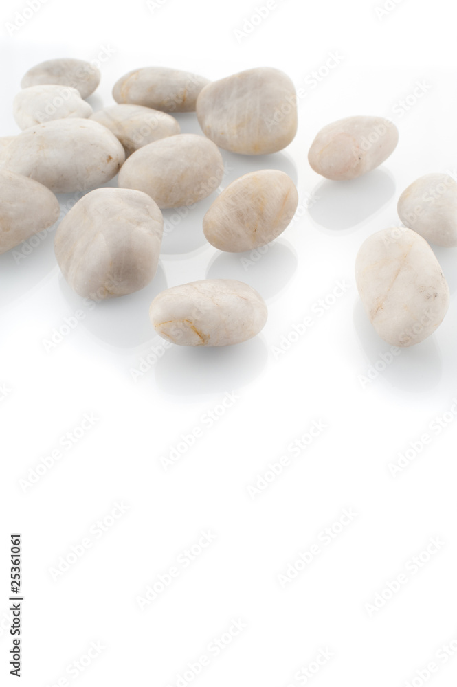 White stones on white background White stones on white background
