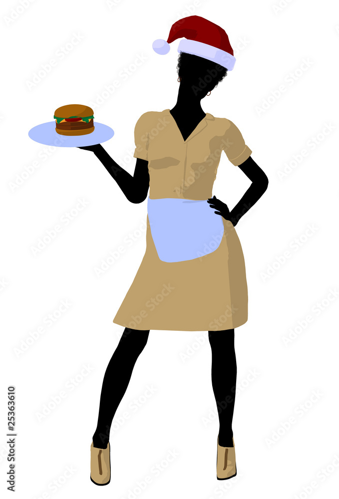 African American Waitress Illustration Silhouette African American Waitress Illustration Silhouette