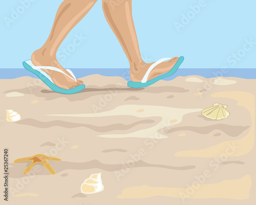 walking on the beach