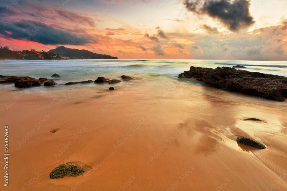 Tropical sunset on the beach. Thailand Tropical sunset on the beach. Thailand