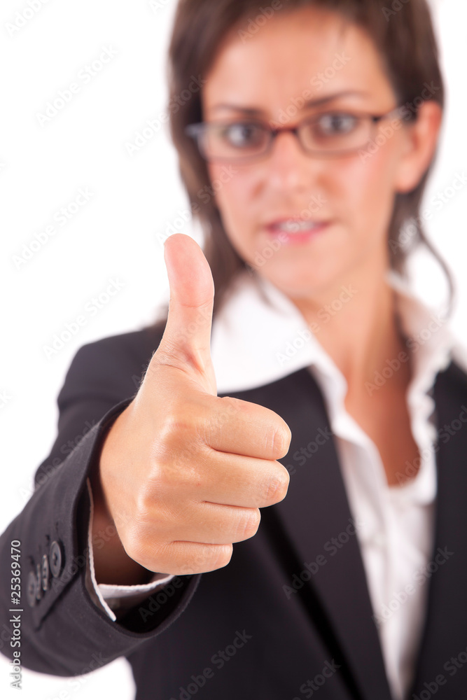 Business woman showing thumb up Business woman showing thumb up