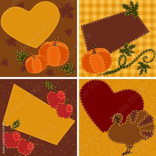 Set of quilted Thanksgiving cards