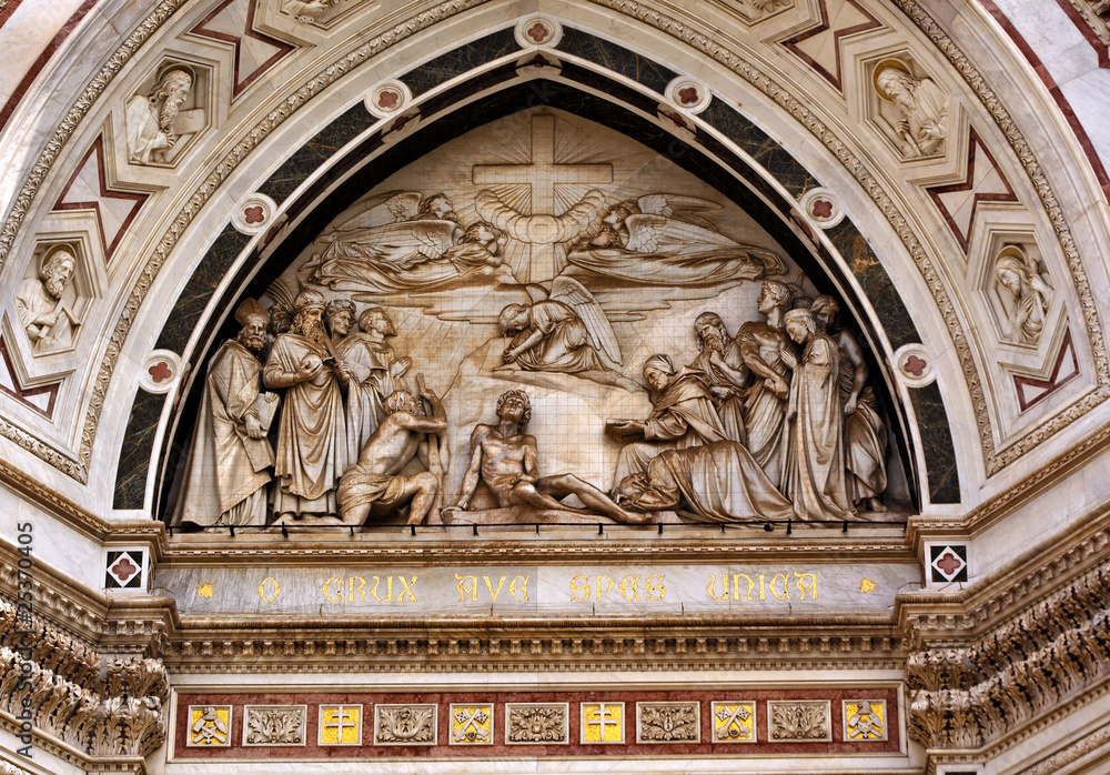 Basilica of Santa Croce Facade Resurrection Mosaic Florence Ital