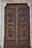 Carved Wooden Door Basilica Santa Croce Cathedral Florence Italy
