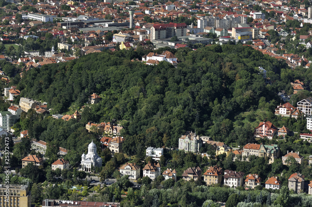 aerial view of Fortress Hill, Brasov medieval town