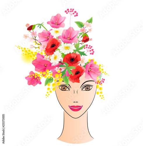 Fototapeta Naklejka Na Ścianę i Meble -  Floral woman with flowers in hair