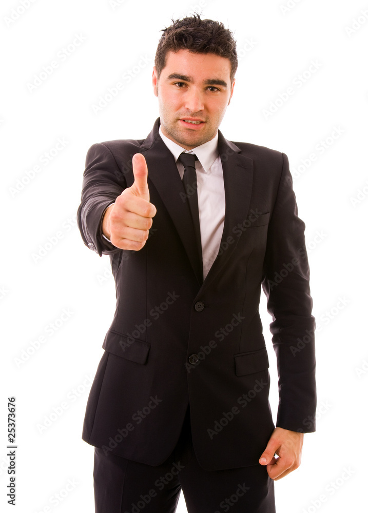 young business man thumb up, isolated on white young business man thumb up, isolated on white