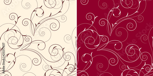 Seamless floral swirl pattern. Two variants of color.