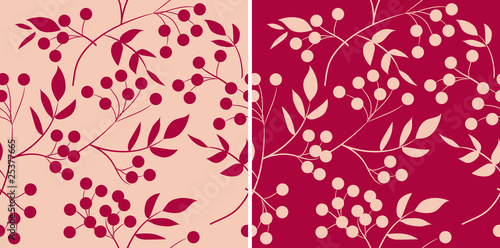 Seamless vector pattern with berries. Two variants of color.