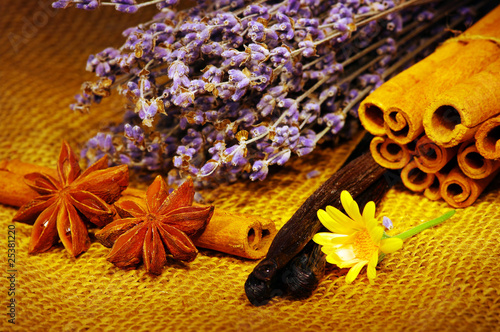 Vászonkép background of various colorful spices