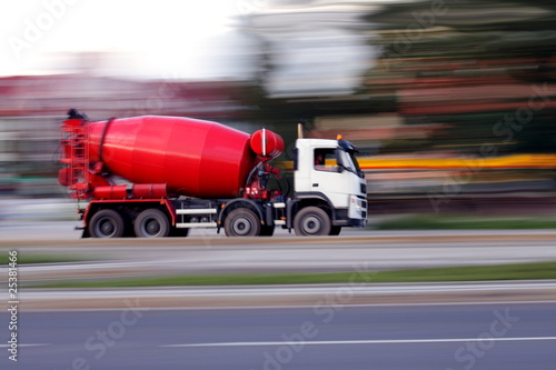 Blur red concrete mixer is going to build soon