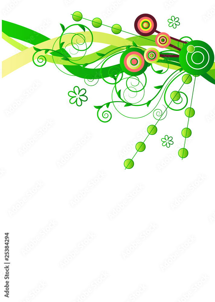 Abstract green floral design element