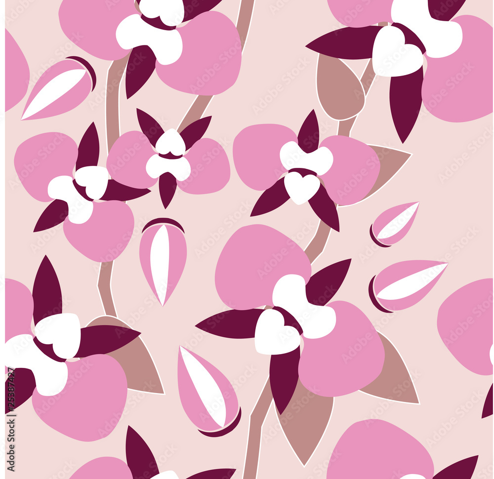 Seamless orchid pattern