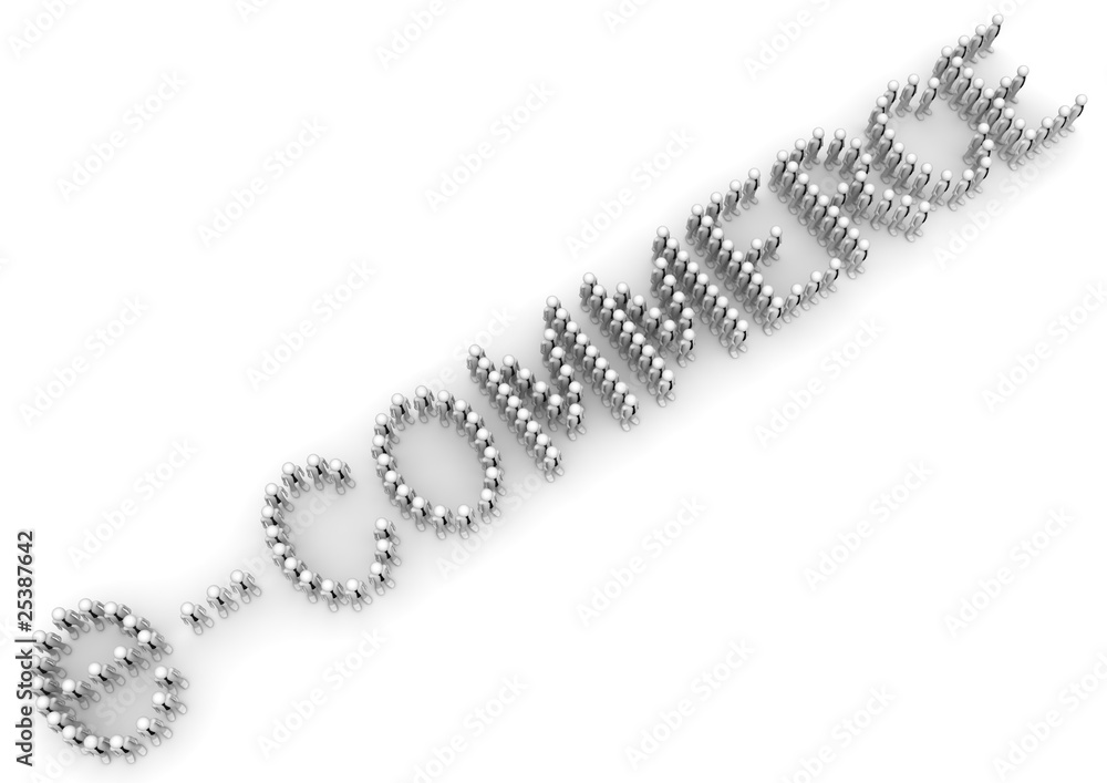 Obraz premium Businessmen crowd making E-COMMERCE word