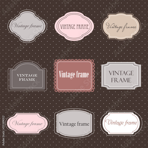 Set of vintage labels with polka dot background