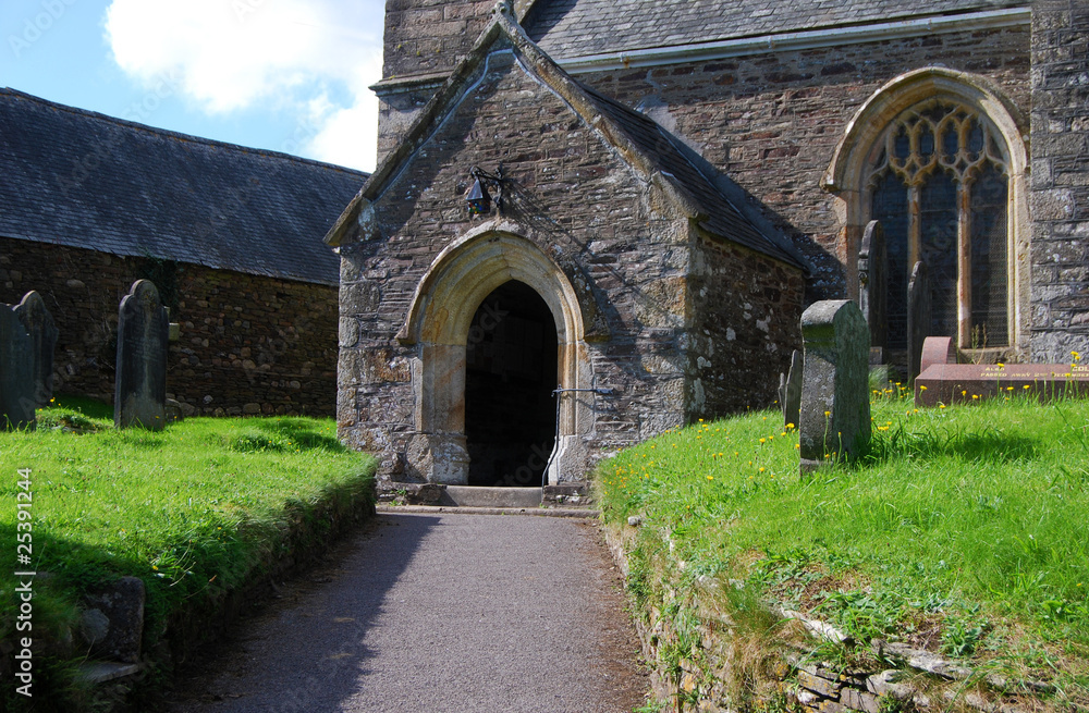 Angleterre - Devon - Eglise et tombes typiques