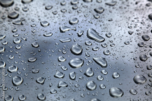 rain drops on car body, shallow focus