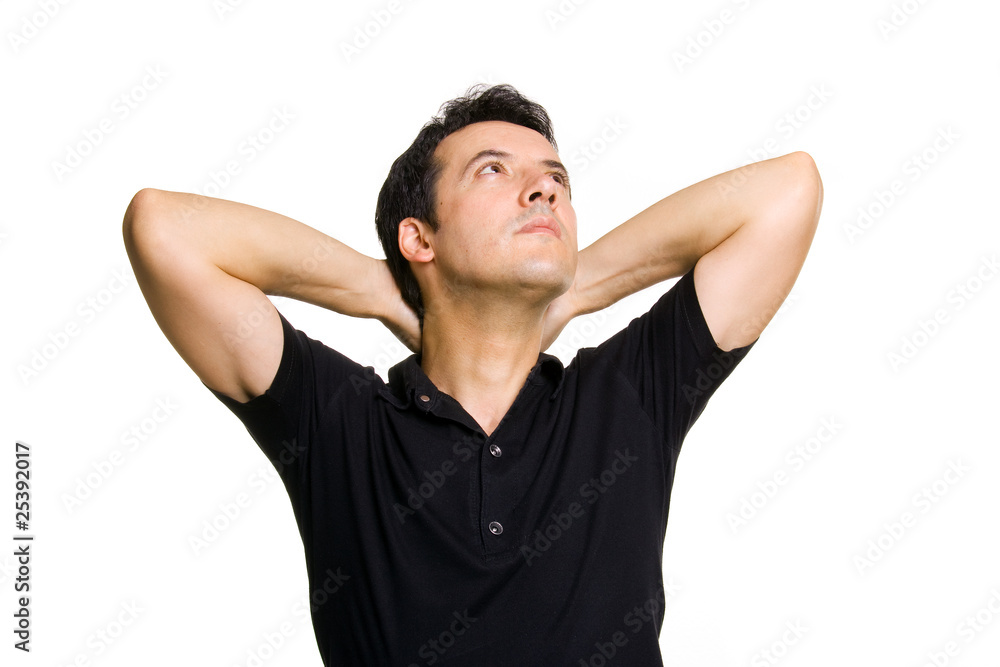 studio picture of a pensive young man, isolated on white studio picture of a pensive young man, isolated on white
