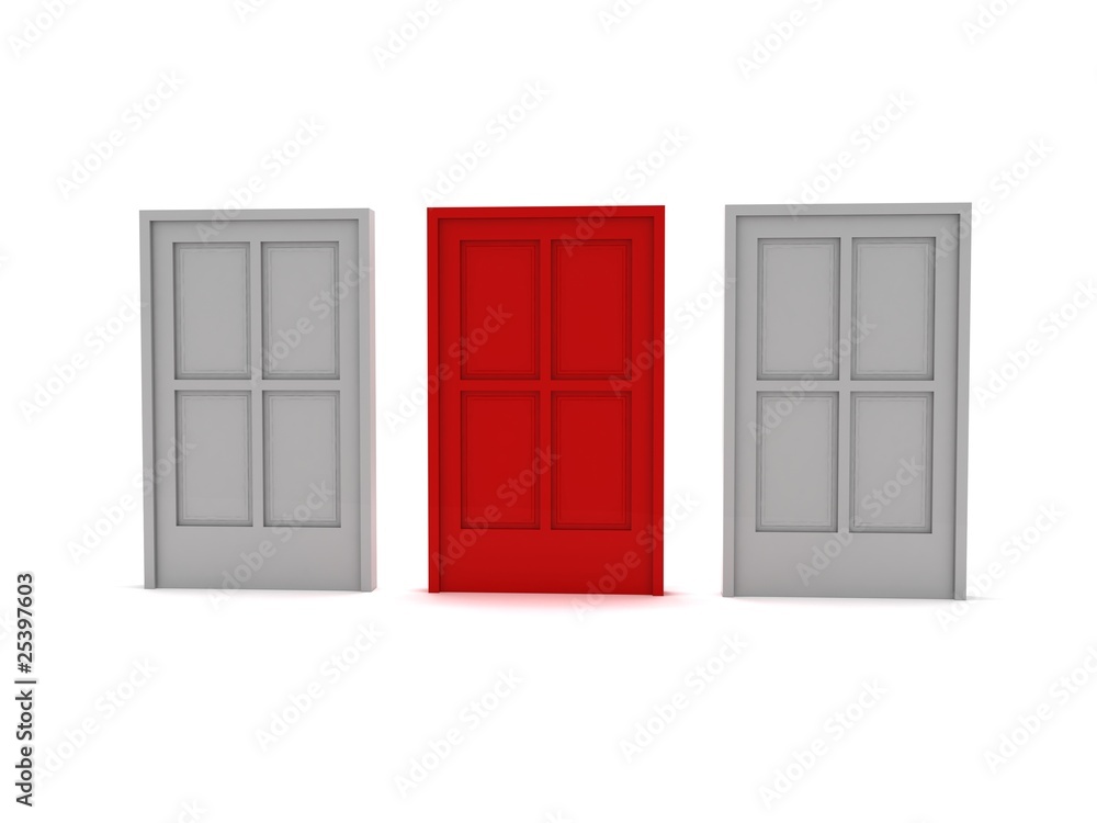 3D rendering of three closed doors